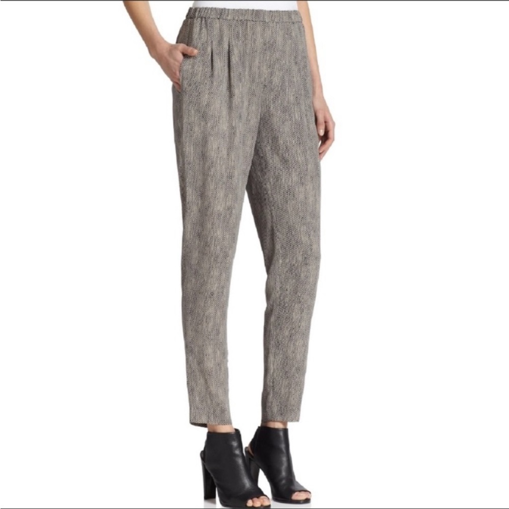 EILEEN FISHER 100% washable SILK pants RELSXED LOOSE FIT. Snakeskin print size L